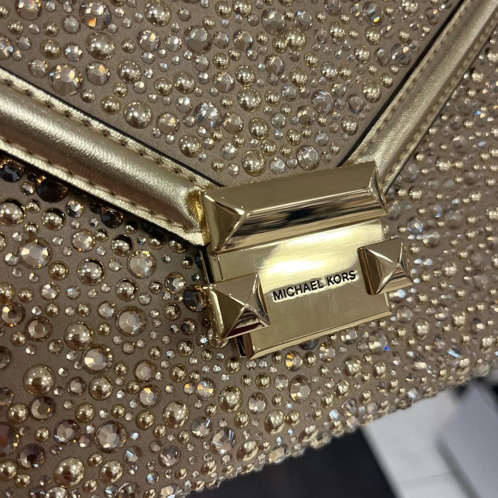 Michael Kors Gold Embellished Whitney Shoulder Bag - Picture 7 of 11